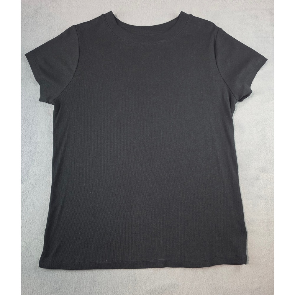 Black Ribbed Minimalist Soft Girl Top Womens XXL A New Day